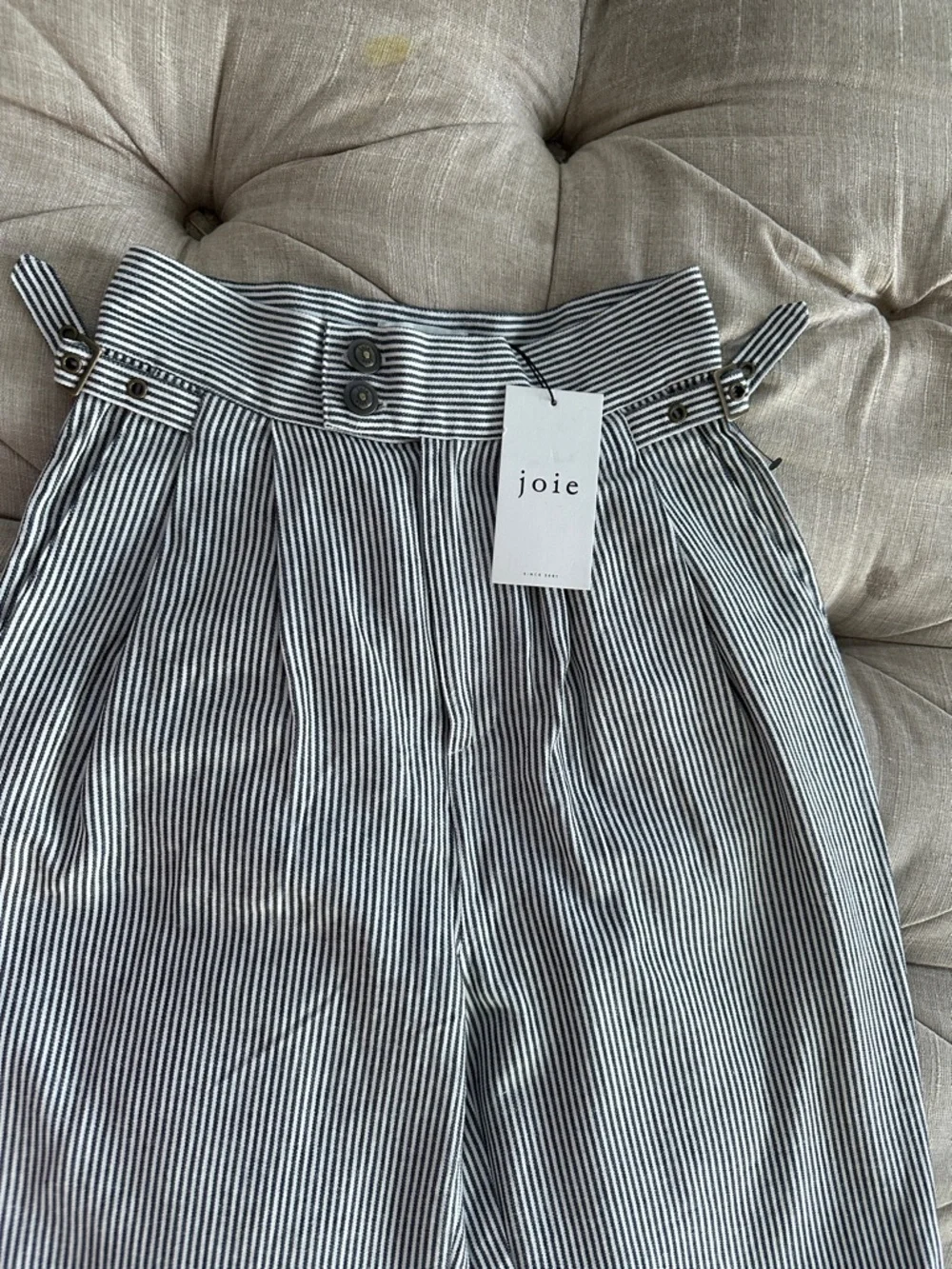 Joie Black and White Pinstripe Tapered Chinos